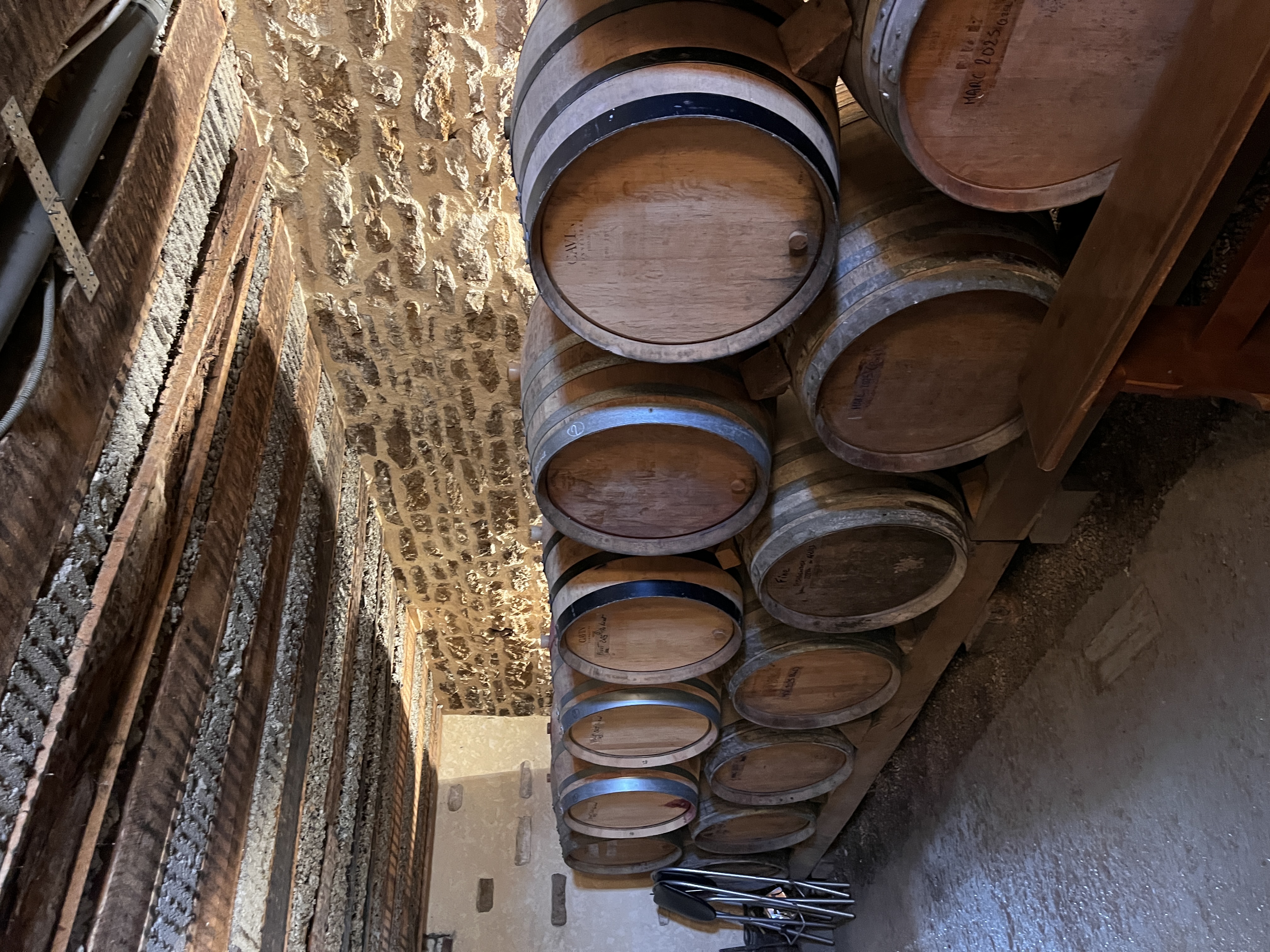 Élevage des vins en tonneau au domaine